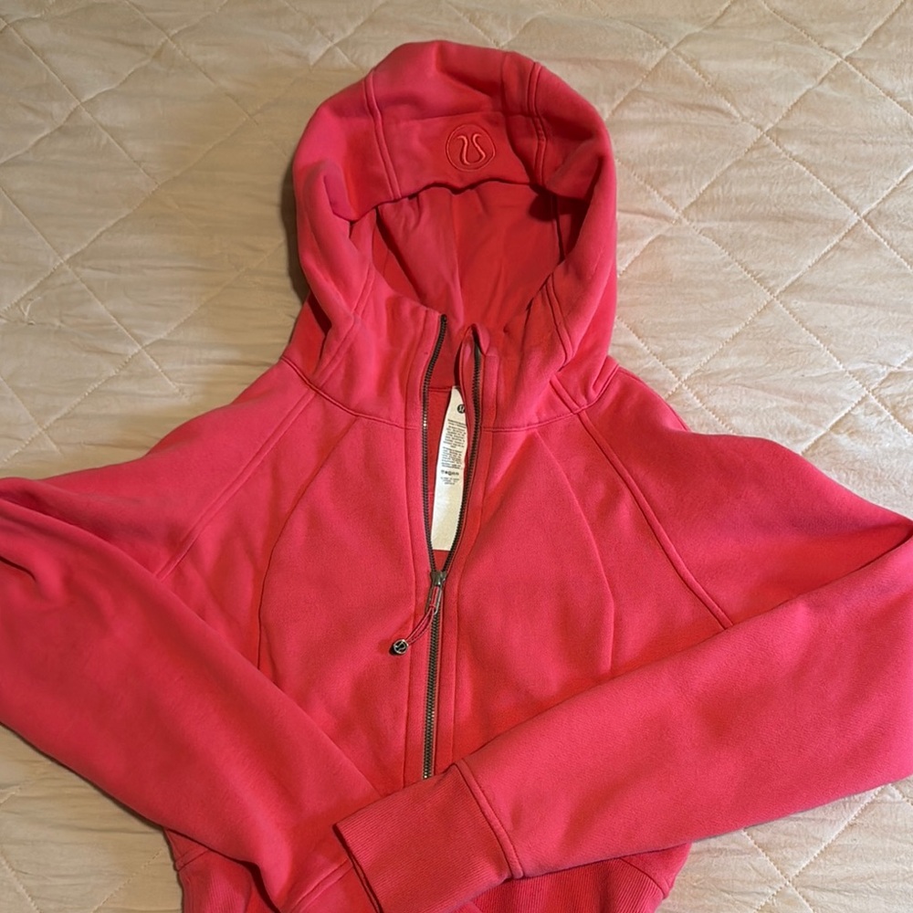 Lululemon Athletica Pink Scuba Full-Zip Cropped Top